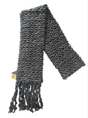 NOBIS Charcoal Chunky Wool Knit Fringe Scarf